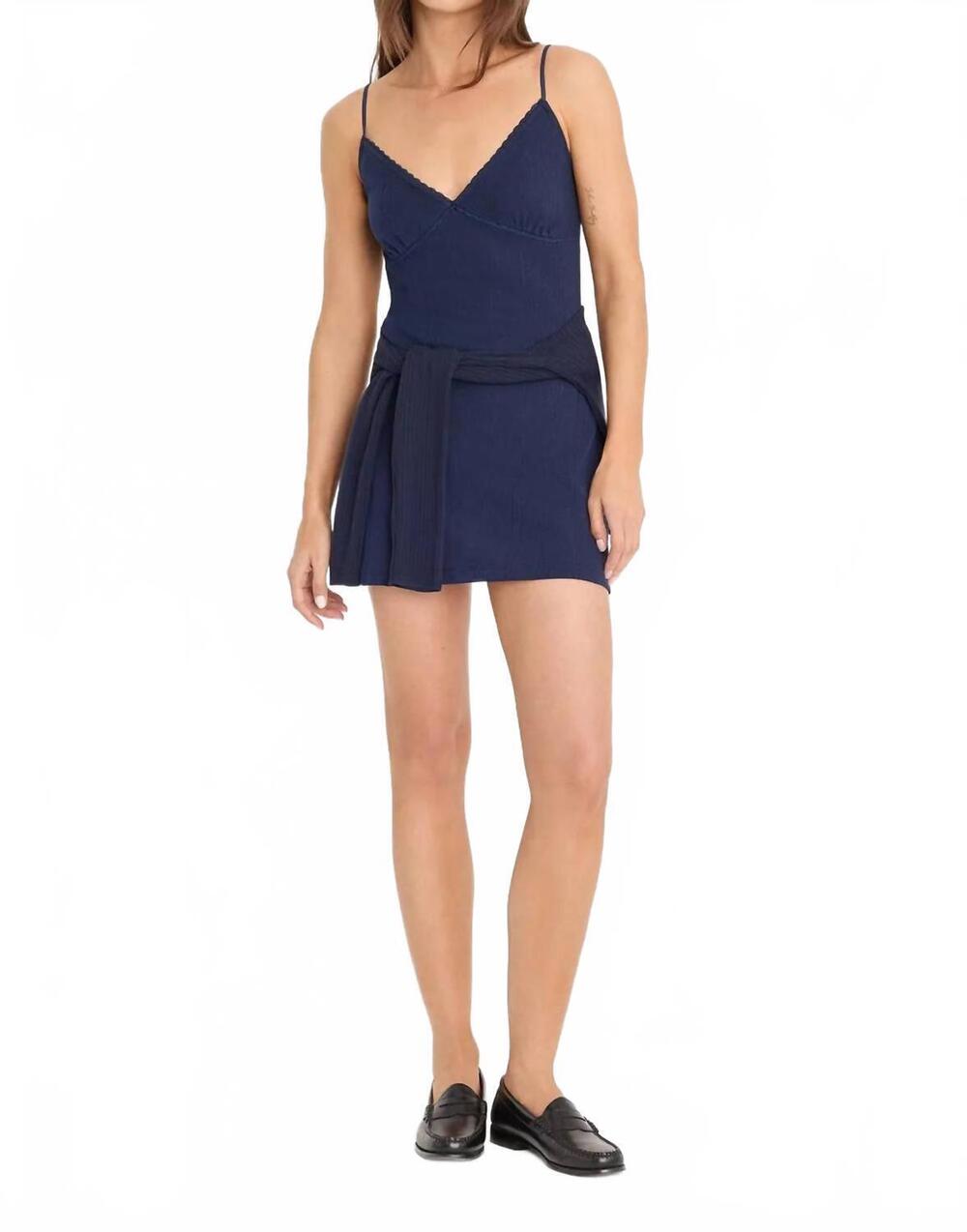 NEW GOOD AMERICAN pointelle cami mini dress in horizon ink